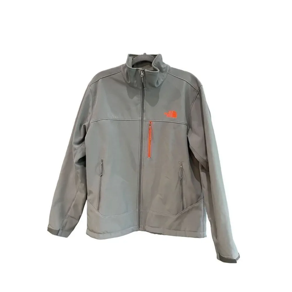 The North Face Mens Gray Pockets Full Zip Windbreaker Jacket Size Large